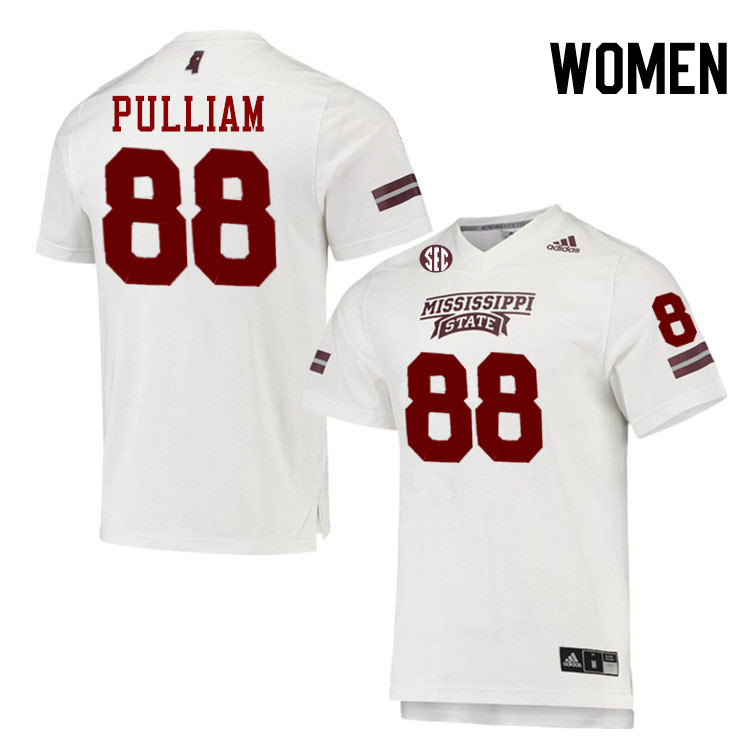 Women #88 Ethan Pulliam Mississippi State Bulldogs College Football Jerseys Stitched-White